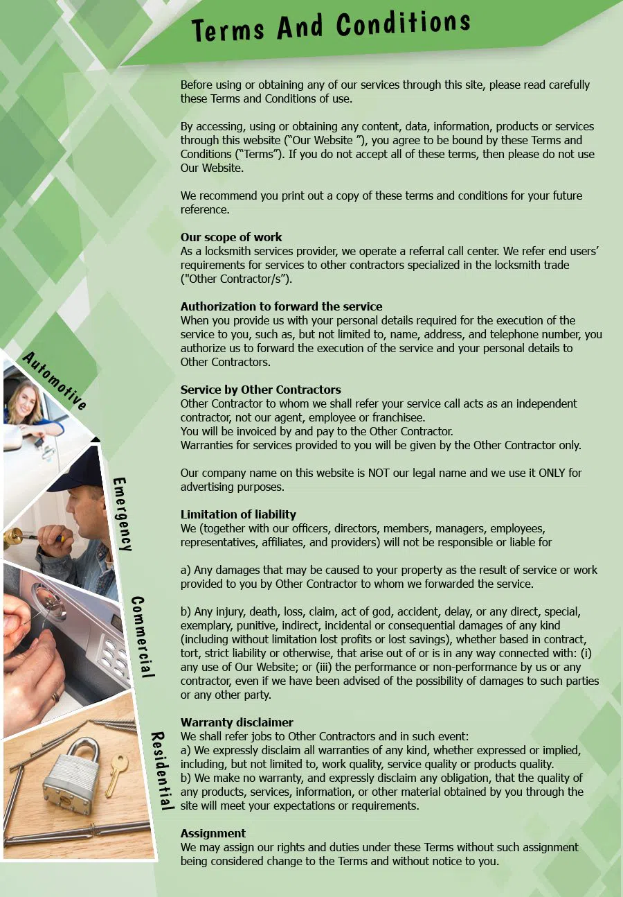 Central Lock Key Store Nashville, TN 615-510-3285 - TermsAndConditions-2